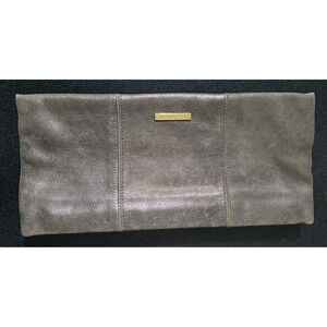 JACK RABBIT Autumn Toned Gray Leather Clutch Purse Bag Tote‎ Woman EUC